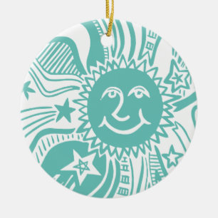 Personalisiertes Sonnenmuster Keramik Ornament