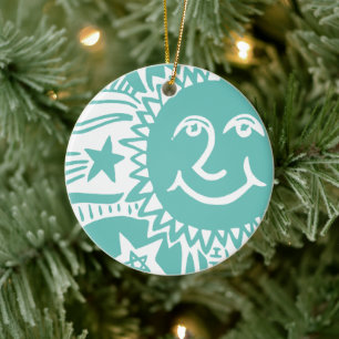 Personalisiertes Sonnenmuster Keramik Ornament