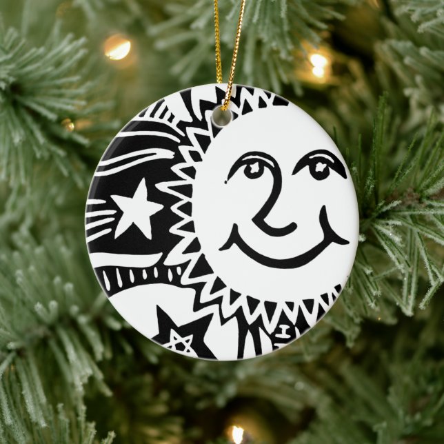 Personalisiertes Sonnenmuster Keramik Ornament (Baum)