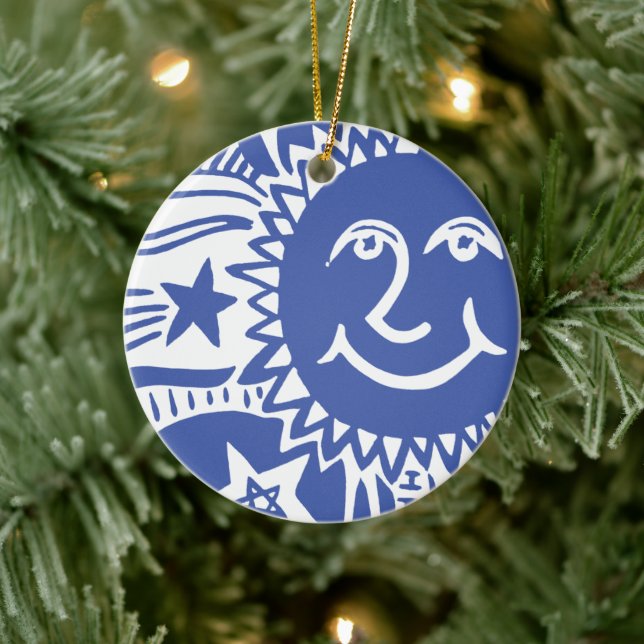 Personalisiertes Sonnenmuster Keramik Ornament (Baum)
