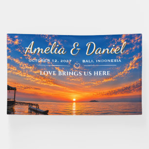 Personalisiertes Sonnenuntergangs-Hochzeitsbanner  Banner