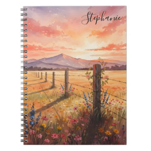 Personalisiertes Sonnenuntergangs-Wildblumen-Journ Notizblock