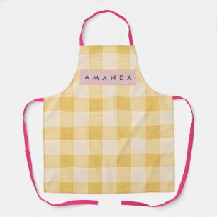 Personalisiertes sonniges gelbes Gingham-Karo Schürze