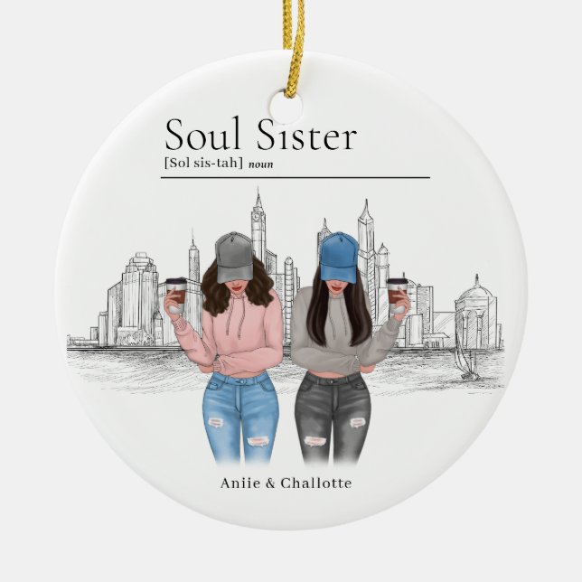 Personalisiertes Soul Schwester Weihnachtsgeschenk Keramik Ornament (Vorne)