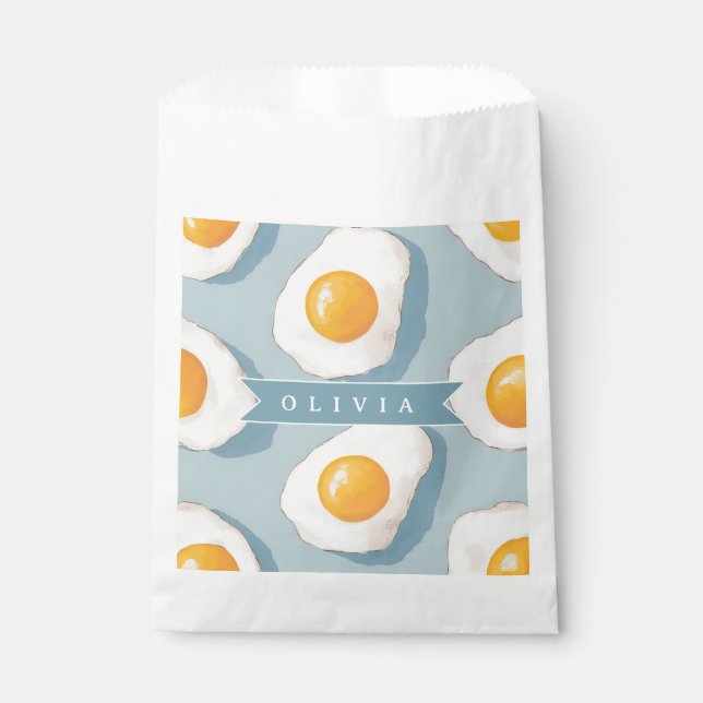 Personalisiertes Spiegelei-Muster Spaß Blau Lustig Geschenktütchen (Vorderseite)