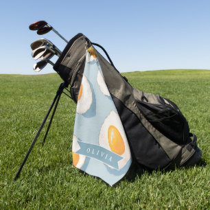 Personalisiertes Spiegelei-Muster Spaß Blau Lustig Golfhandtuch