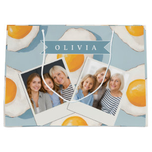 Personalisiertes Spiegelei-Muster Spaß Blau Lustig Große Geschenktüte