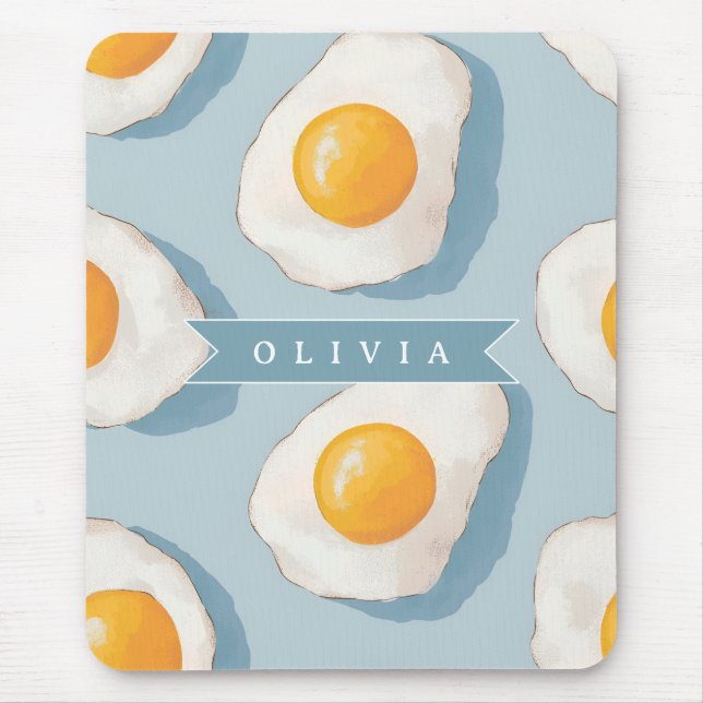 Personalisiertes Spiegelei-Muster Spaß Blau Lustig Mousepad (Vorne)