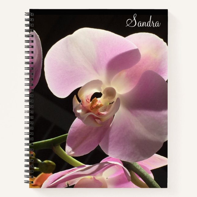 Personalisiertes SpiralNotebook mit rosa Orchid Notizbuch (Vorderseite)