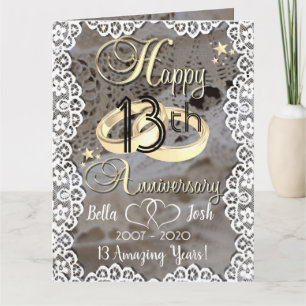 Personalisiertes Spitzen-Thema 13. Hochzeitstag Karte