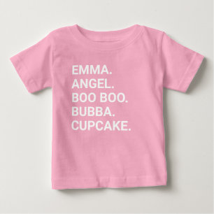 Personalisiertes Spitznamen-T-Shirt für Baby-Kinde Baby T-shirt