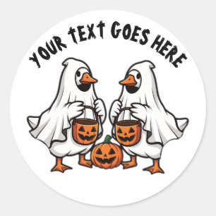 Personalisiertes spooky Ghost Geese Halloween-Trio Runder Aufkleber