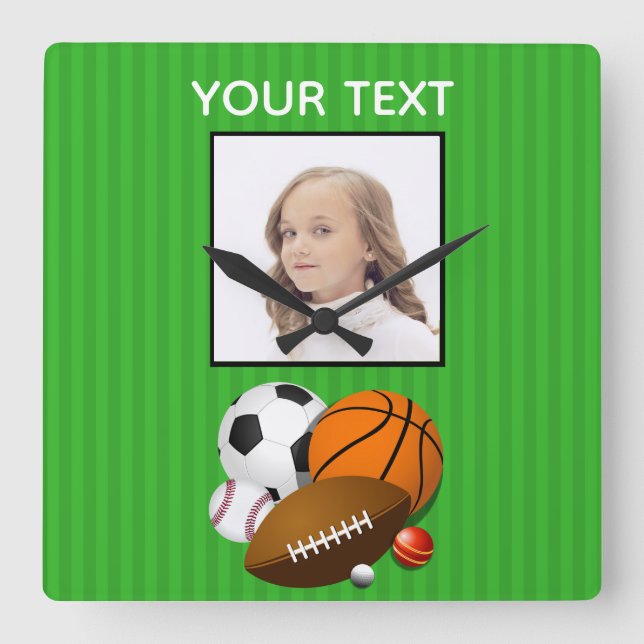 Personalisiertes Sport-Foto-Acrylwand-Uhr Quadratische Wanduhr (Vorderseite)