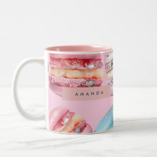 Personalisiertes sprudelndes Pastell-Macaron-Glück Zweifarbige Tasse