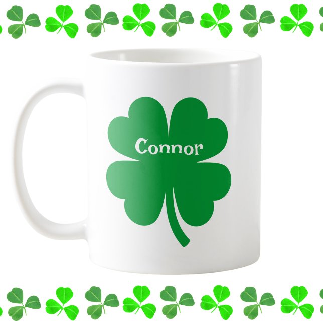 Personalisiertes St. Patrick's Day Kleeblatt Kaffeetasse (Von Creator hochgeladen)