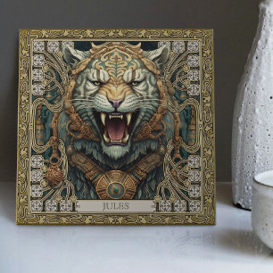 Personalisiertes Stammes-Tiger-Geist-Porträt Fliese