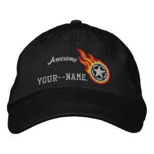 Personalisiertes Star Stencil Racing Flames Bullet Bestickte Baseballkappe