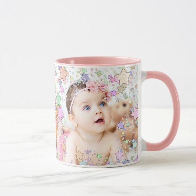 Personalisiertes Starry Baby Foto Pink Kaffee Tass Tasse (Rechts)