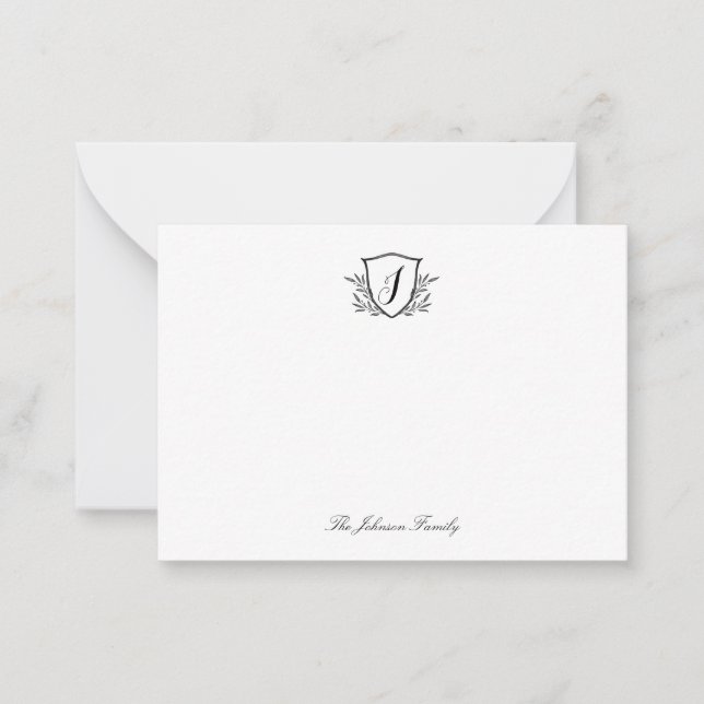 Personalisiertes Stationery Monogram-Wappen Mitteilungskarte (Vorderseite)