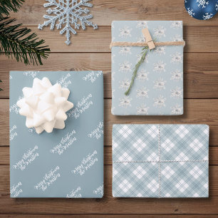 Personalisiertes Staubblaues Weihnachten Geschenkpapier Set