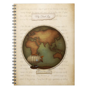 Personalisiertes Steampunk Map Journal Travel Log Notizblock