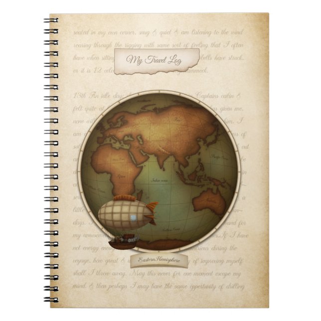 Personalisiertes Steampunk Map Journal Travel Log Notizblock (Vorderseite)