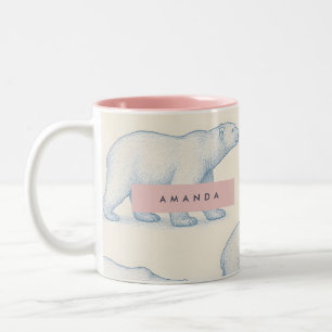 Personalisiertes stilvolles lustiges Eisbärenmuste Zweifarbige Tasse