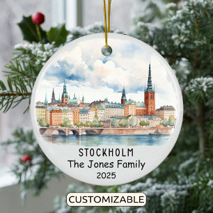 Personalisiertes Stockholm-Ornament, Schweden Keramik Ornament