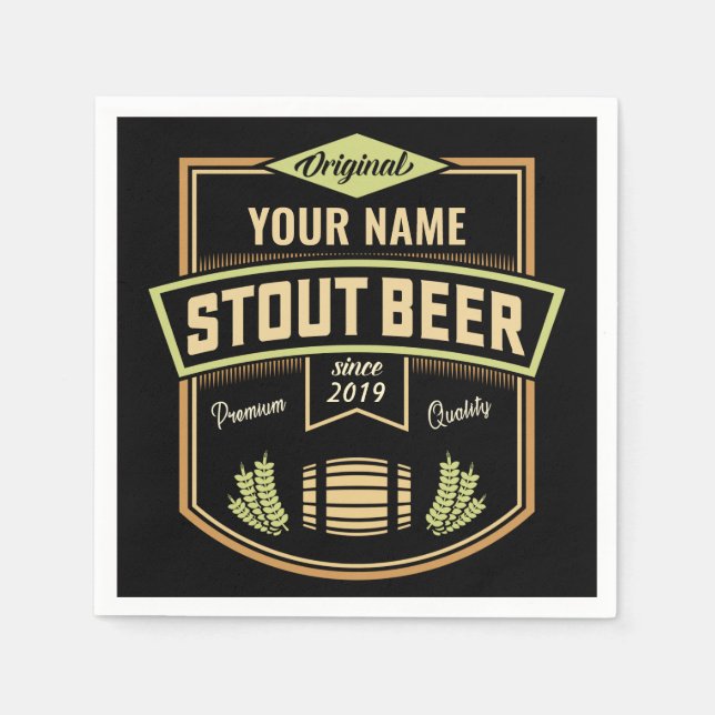Personalisiertes Stout Dark Ber Breing Label Bar Serviette (Vorderseite)