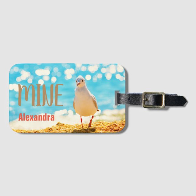 Personalisiertes Strandblau mit Seegras Gepäckanhänger (Vorderseite (Horizontal))