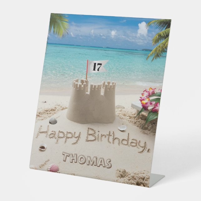 Personalisiertes Stranddesign Sockelschild (Vorderseite)