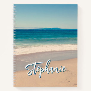 Personalisiertes Strandfoto Ozean Blau Landschaft Notizbuch