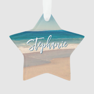 Personalisiertes Strandfoto Ozean Blau Landschaft Ornament