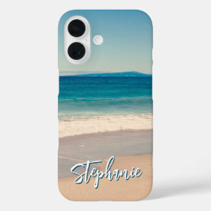Personalisiertes Strandfoto Ozeanblau iPhone 16 Hülle