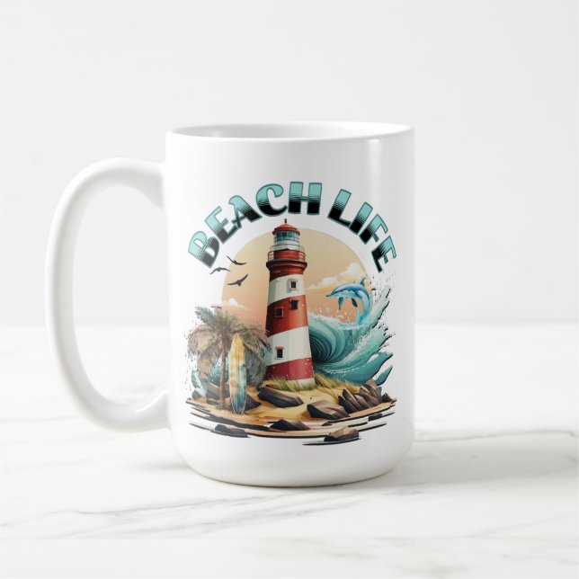 Personalisiertes Strandleben Kaffeetasse (Links)