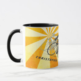 Personalisiertes Straßenrad und Retro Sunburst Bik Tasse