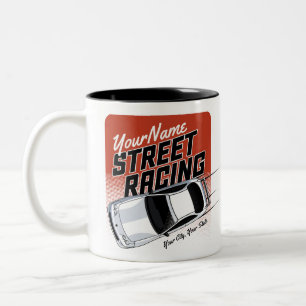 Personalisiertes Straßenrennen Rennwagen Motorspor Zweifarbige Tasse