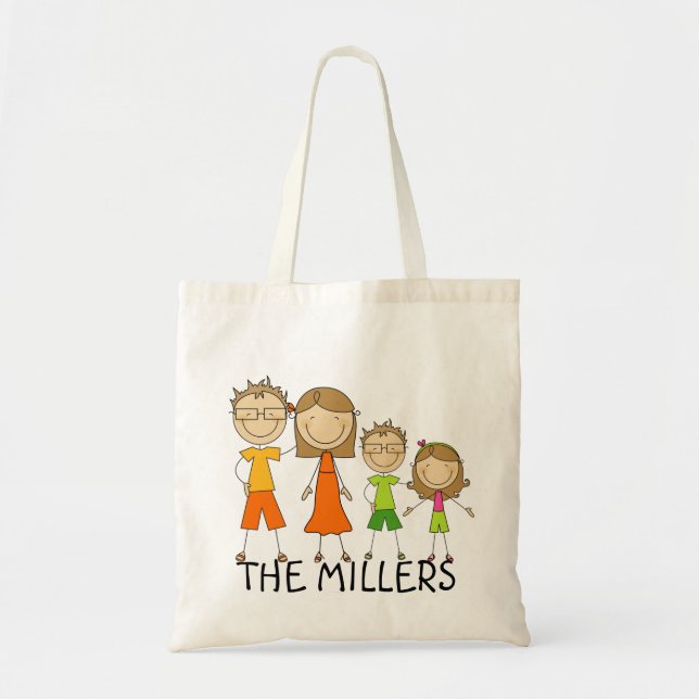 Personalisiertes Strichmännchen Totbeutel Tragetasche (Vorne)