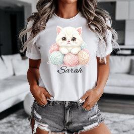 Personalisiertes Strick-Kätzchen T-Shirt
