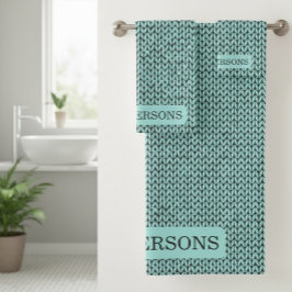 Personalisiertes Strickmuster-Handtuch-Set für die Badhandtuch Set
