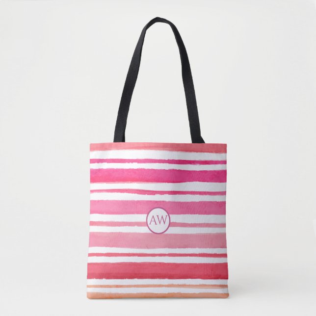 Personalisiertes Summer Pink Stripey Monogramm (Vorderseite)
