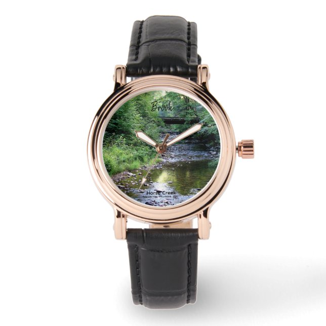 Personalisiertes Sunlit Serenity Mountain Bach Fot Armbanduhr (Vorderseite)