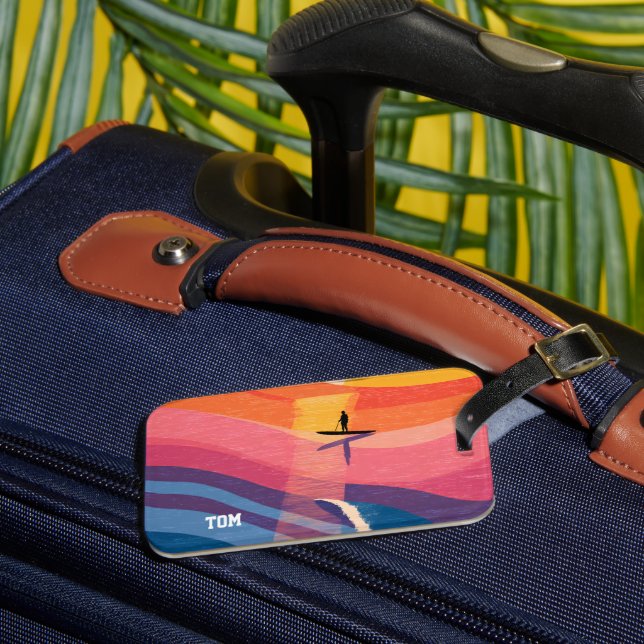 Personalisiertes Sunset-Paddle-Board-Gepäckanhänge Gepäckanhänger (Vorderseite Insitu 3)