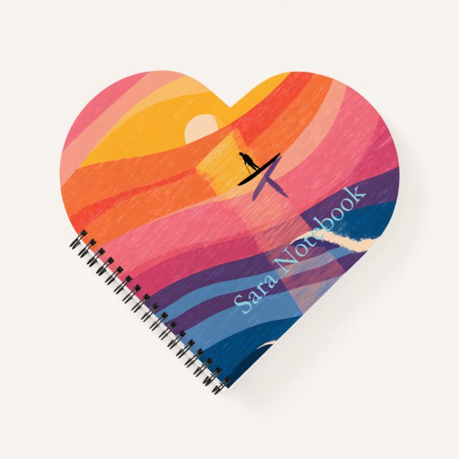 Personalisiertes Sunset-Paddle-Board-Notizbuch Notizbuch (Vorderseite)