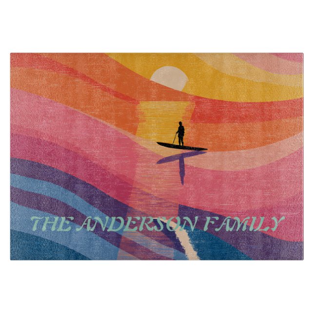 Personalisiertes Sunset-Paddle-Board-Schneidbrett Schneidebrett (Vorderseite)
