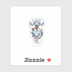 Personalisiertes Super-Mama-Geschenk mit Sohn und  Aufkleber