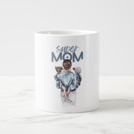 Personalisiertes Super-Mama-Geschenk mit Sohn und  Jumbo-Tasse