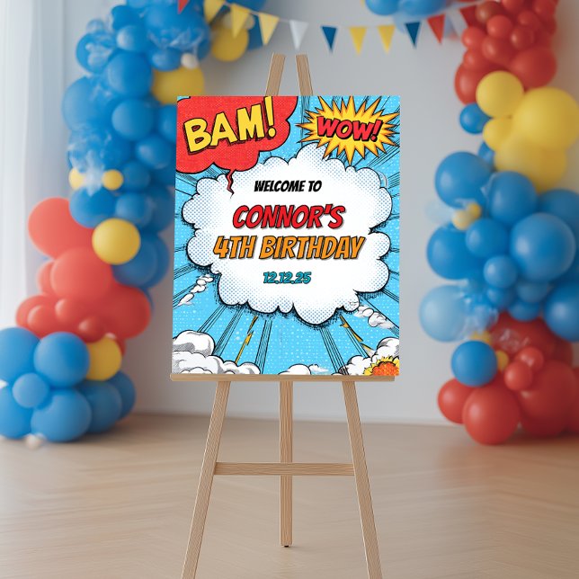 Personalisiertes Superhelden-Party-Willkommenspost Poster (Von Creator hochgeladen)