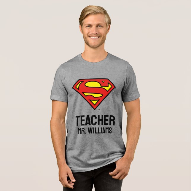 Personalisiertes Superman-Logo Tri-Blend Shirt (Vorderseite voll)