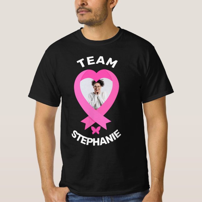 Personalisiertes Support Team Brustkrebs-Bewusstse T-Shirt (Vorderseite)